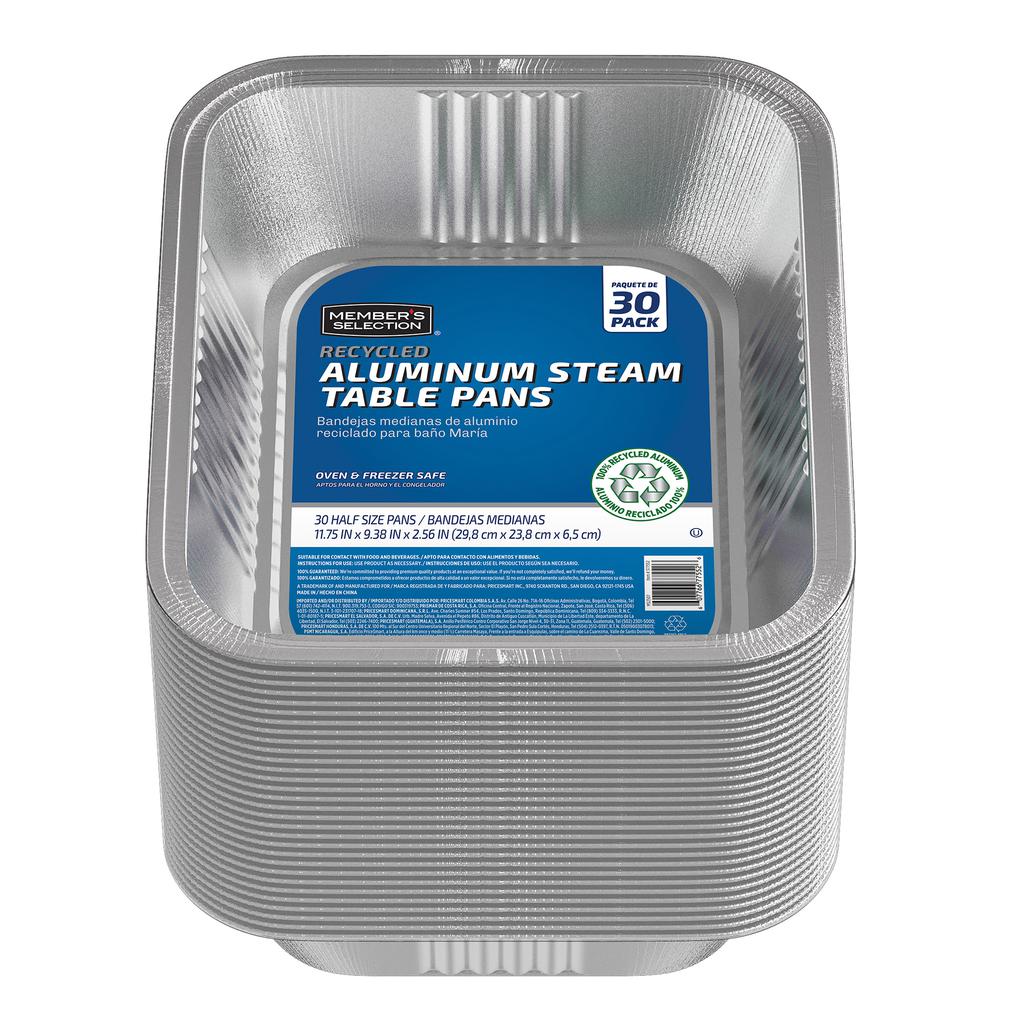 Member's Selection Medium Recycled Aluminum Trays 30 Units / 29.8 cm x 23.8 cm x 6.5 cm / 1.75“ x 9.38” x 2.5"