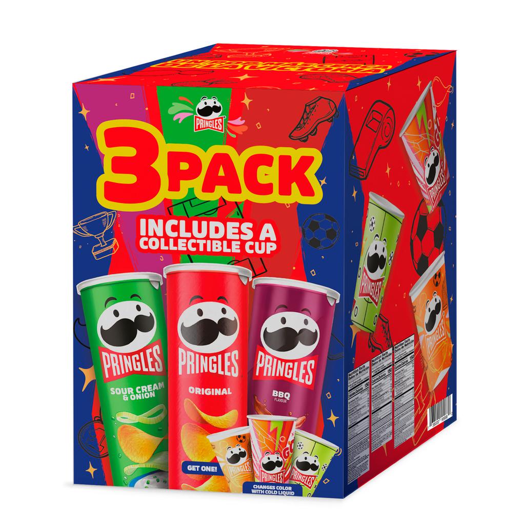 Pringles Football Edition Potato Chips Assorted Flavors with Collectible Color-Changing Cup 3 Units 150 g / 5.2 oz