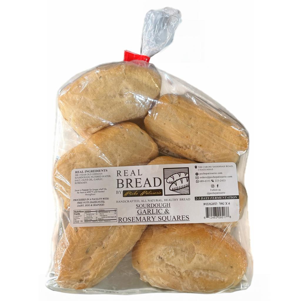 Peche Patisserie Square Artisan Sourdough Bread With Garlic And Rosemary 6 Units