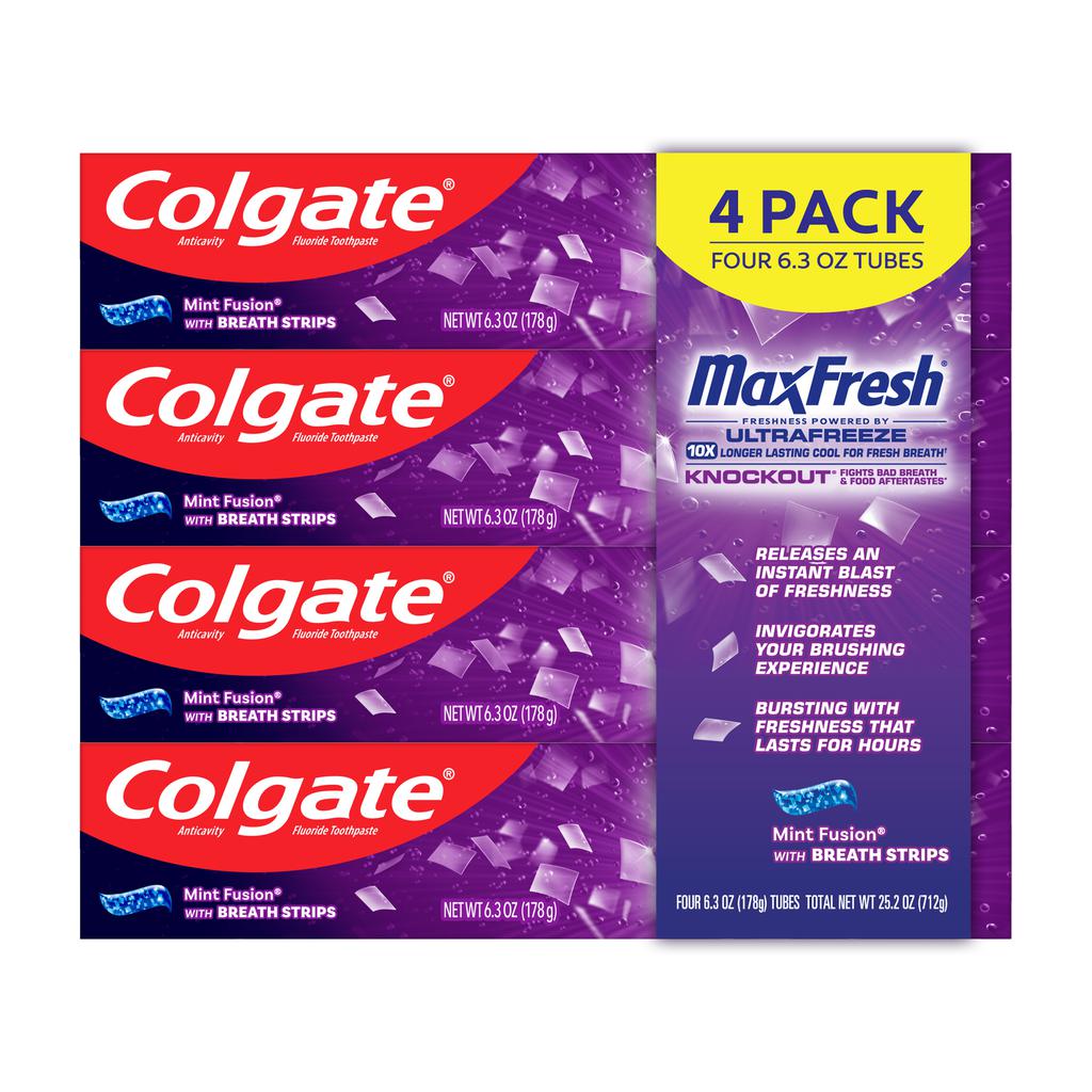 Colgate Max Fresh Knockout Ultrafreeze Mint Flavor Toothpaste 4 Units / 178 g
