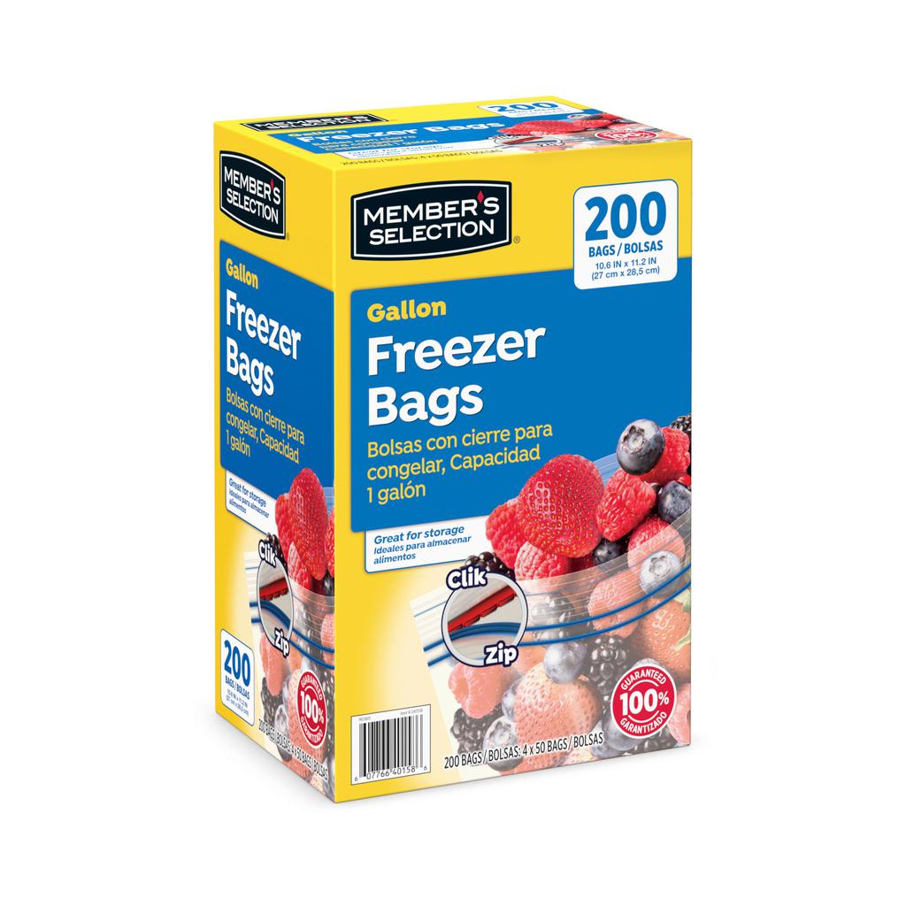 Member's Selection Freezer Zipper Bags 4 Units / 50 Bags / 27 cm x 28.5 cm / 10.6" x 11.2"