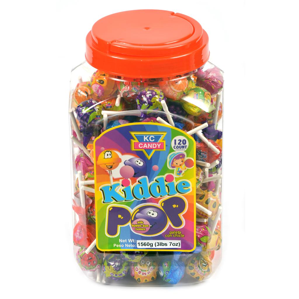 KC Candy Kiddie Pop Assorted Flavor Lollipops with Gum 120 Units / 13 g / 0.45 oz