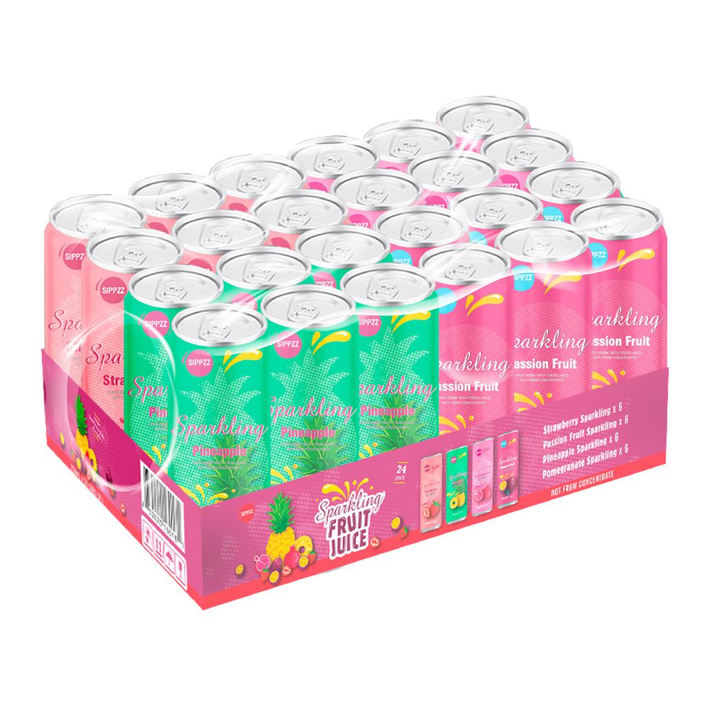 SIPPZZ Jugos con Gas y Sabores Surtidos 24 Unidades / 250 mL / 8.5 oz