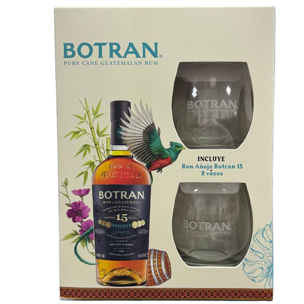 Botran 15 Reserva Ron Añejo de Guatemala 750 mL + 2 Vasos