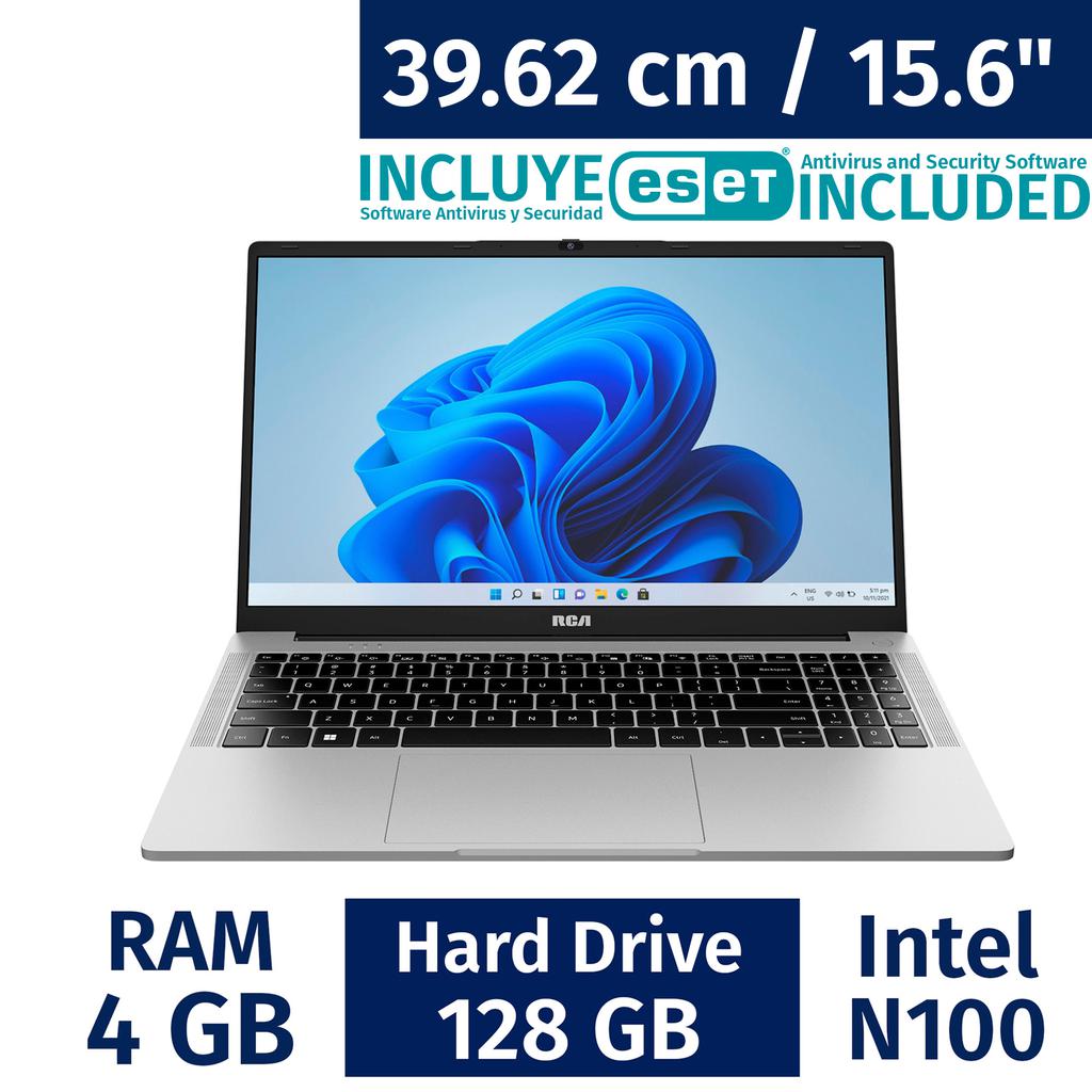 RCA 39.62 cm / 15.6" Pulgadas Portátil Intel N100 4 Gigabytes / 128 Gigabytes RWNN11554A-GRY-S + Antivirus ESET