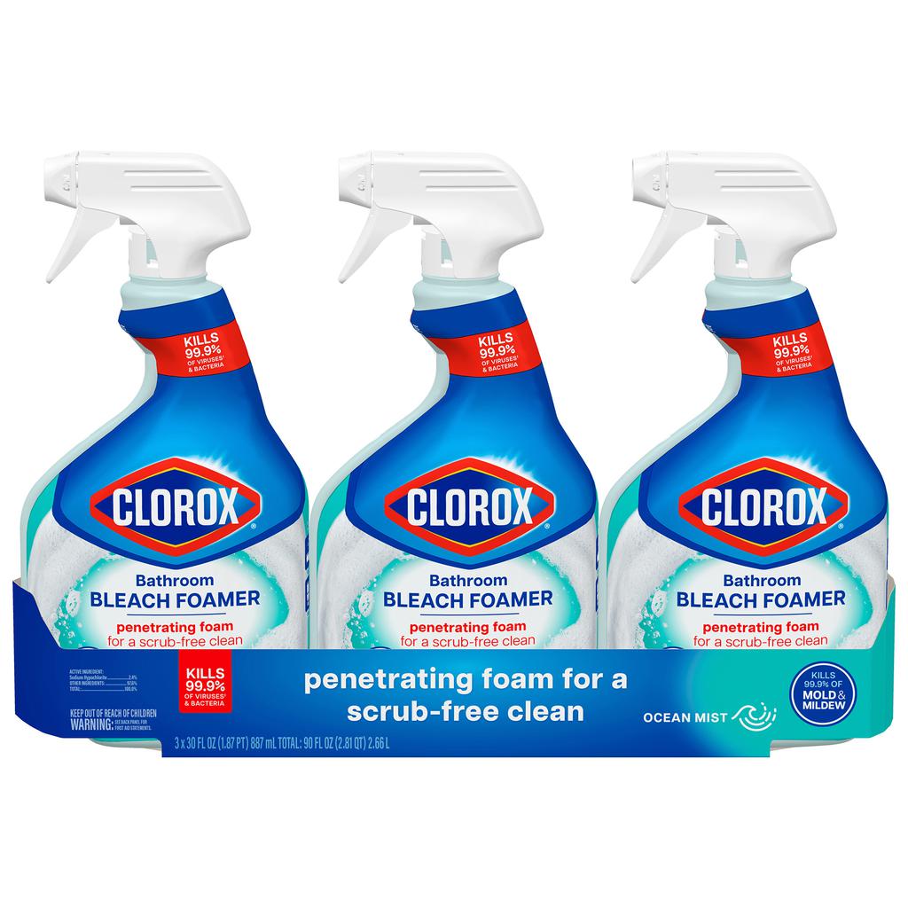 Clorox Blanqueador Desinfectante en Espuma para Baño 3 Unidades90 OZ