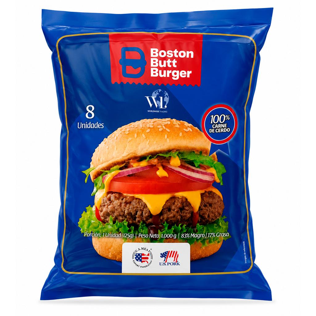 Boston Butt Hamburguesa de Cerdo 8 Unidades / 125 g / 4.4 oz
