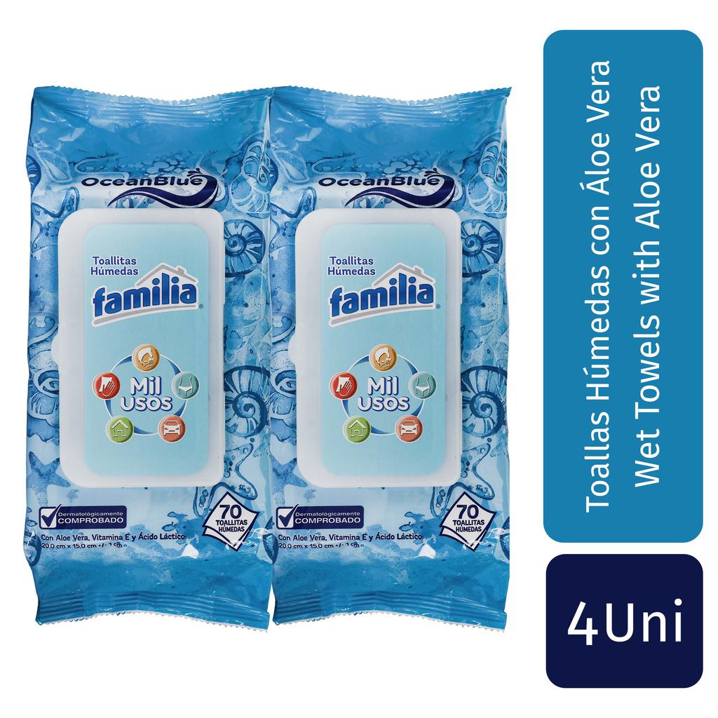 Familia Paños Húmedos Mil Usos 4 Paquetes / 70 Unidades
