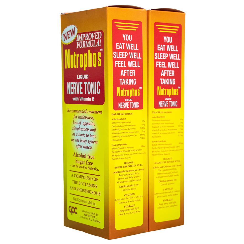 Nutrophos Liquid Nervous Tonic with Vitamins B and Phosphorus 2 Units / 500 mL / 17 oz