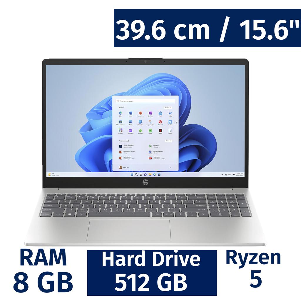 HP 39.6 cm / 15.6" Inches Laptop AMD R5 8 Gigabytes / 512 Gigabytes 15-fc0041wm