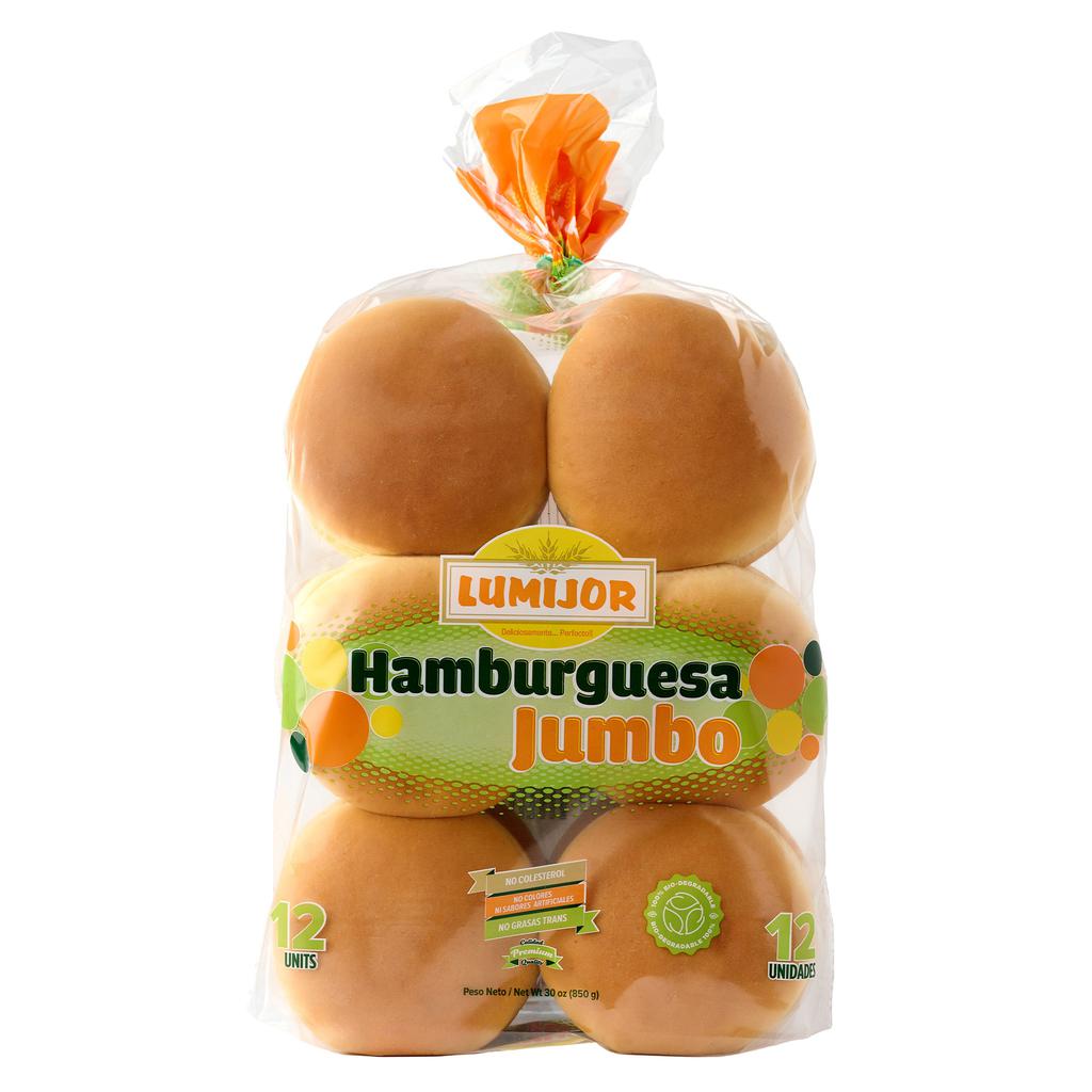 Lumijor Pan de Hamburguesa Jumbo 12 Unidades / 70.8 g / 2.49 oz