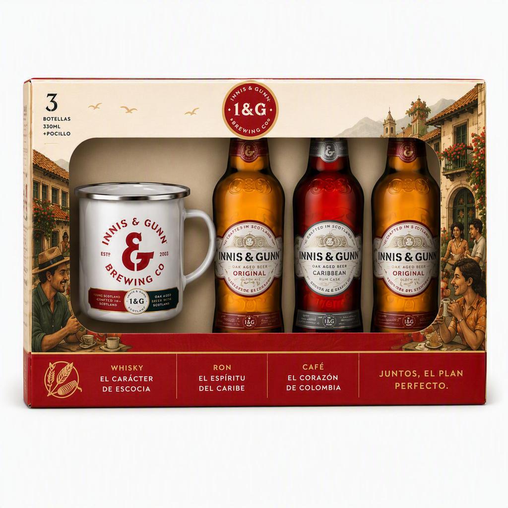 Innis & Gunn Cerveza Escocesa Original y Caribbean 3 Unidades / 330 mL + 1 Pocillo