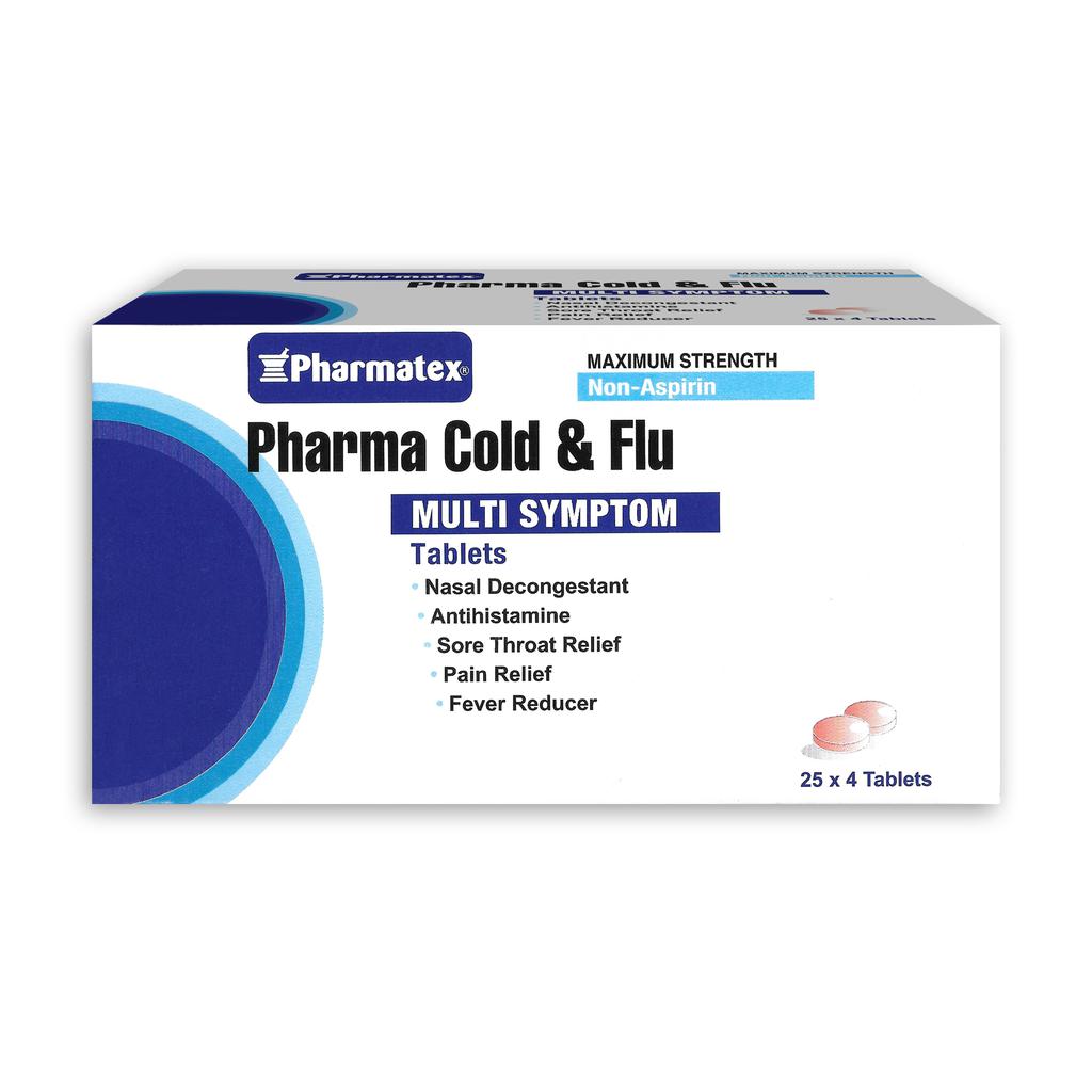 Pharmatex Flu and Cold Multi-symptom Antihistamine 100 Tablets