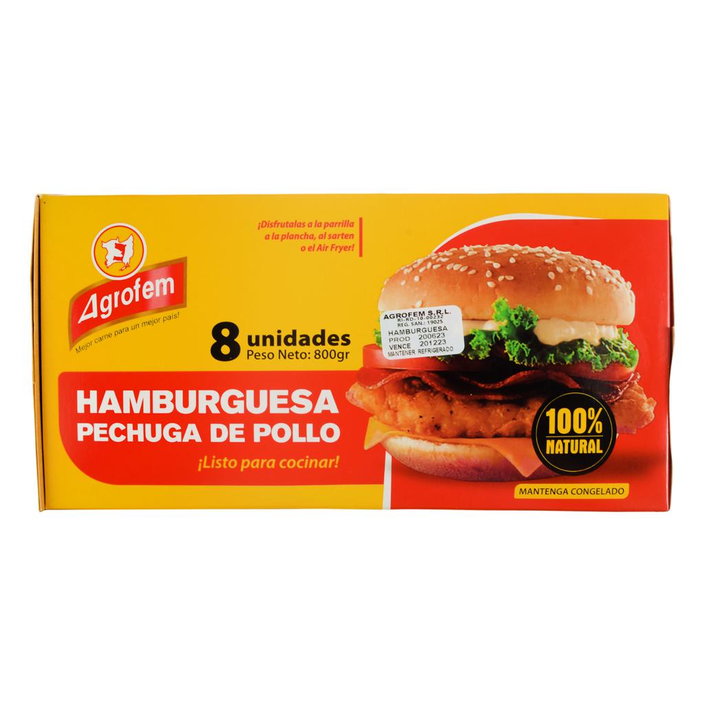 Agrofem Hamburguesa de Pollo 8 Unidades904 GR