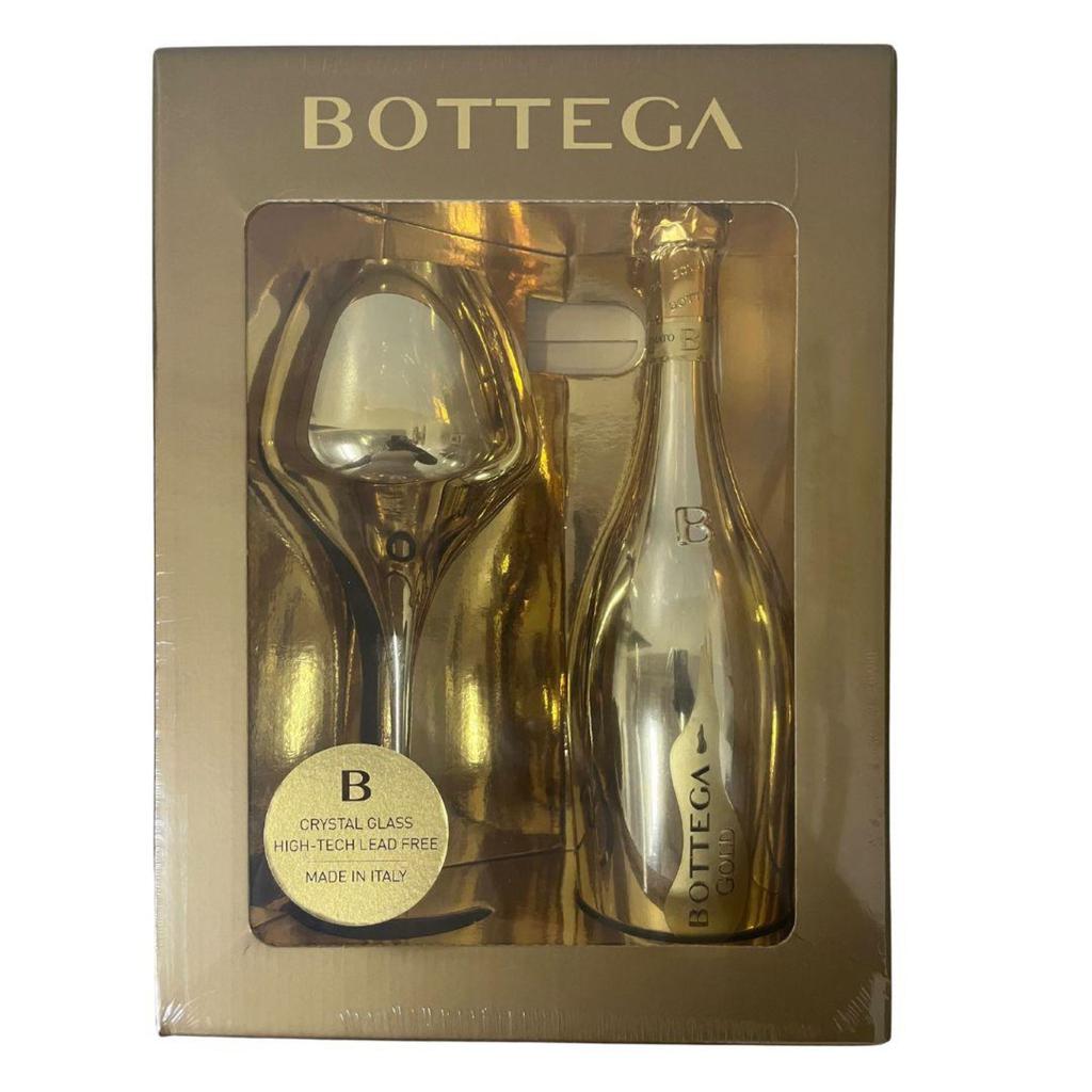 Bottega Gold Sparkling Wine Prosecco 750 mL / 25.36 oz + Glass