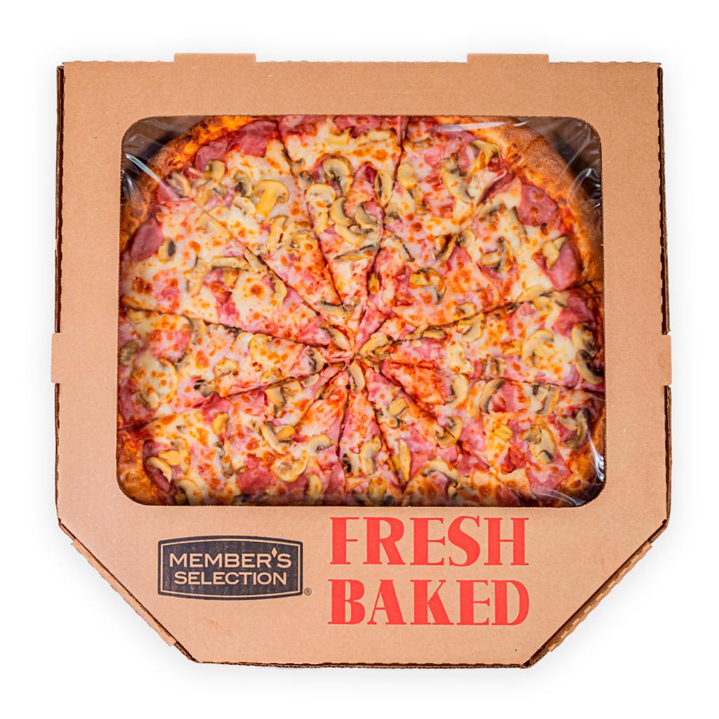 Member's Selection Ham and Mushroom Pizza 18" Freshly Baked 12 Slices