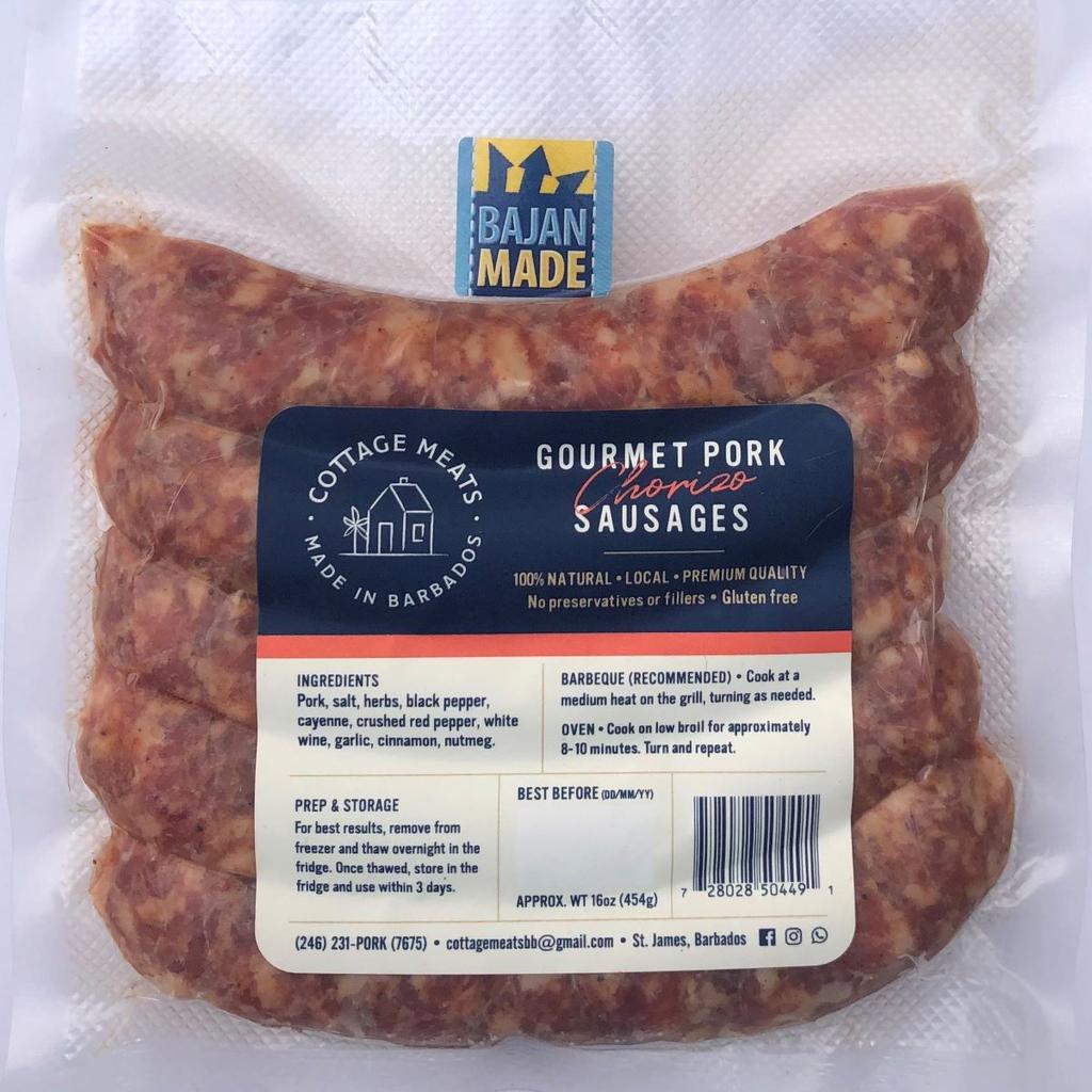 Cottage Meats Chorizo Gourmet Pork Sausages, 1 lb / 16 oz