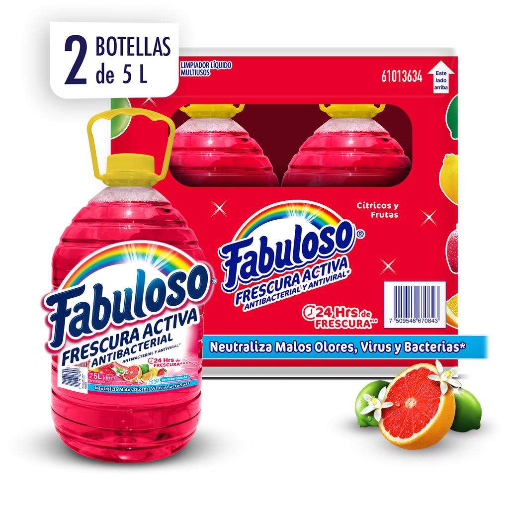 Fabuloso Desinfectante Antibacterial Multiusos Frescura Activa con Bicarbonato 2 Unidades / 5 L
