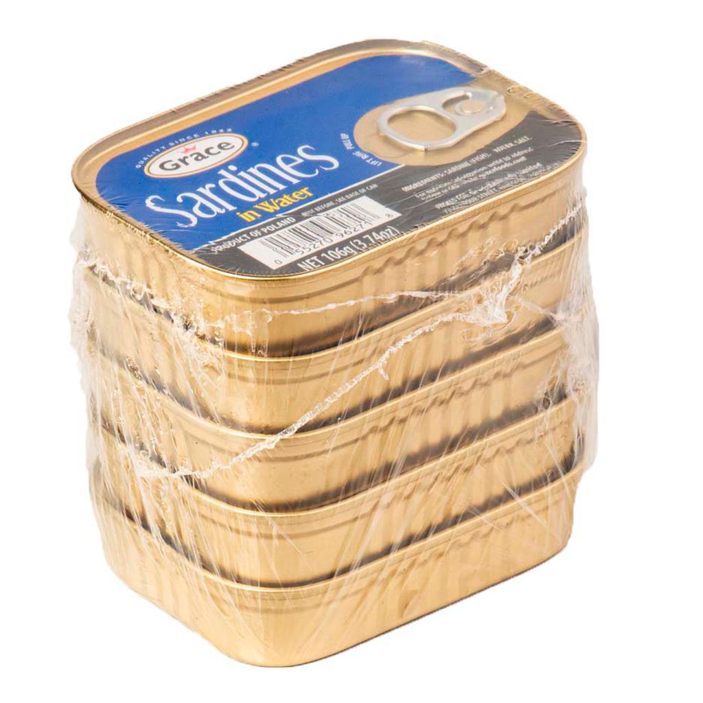 Grace Canned Sardines in Water 5 Units / 106 g / 3.74 oz