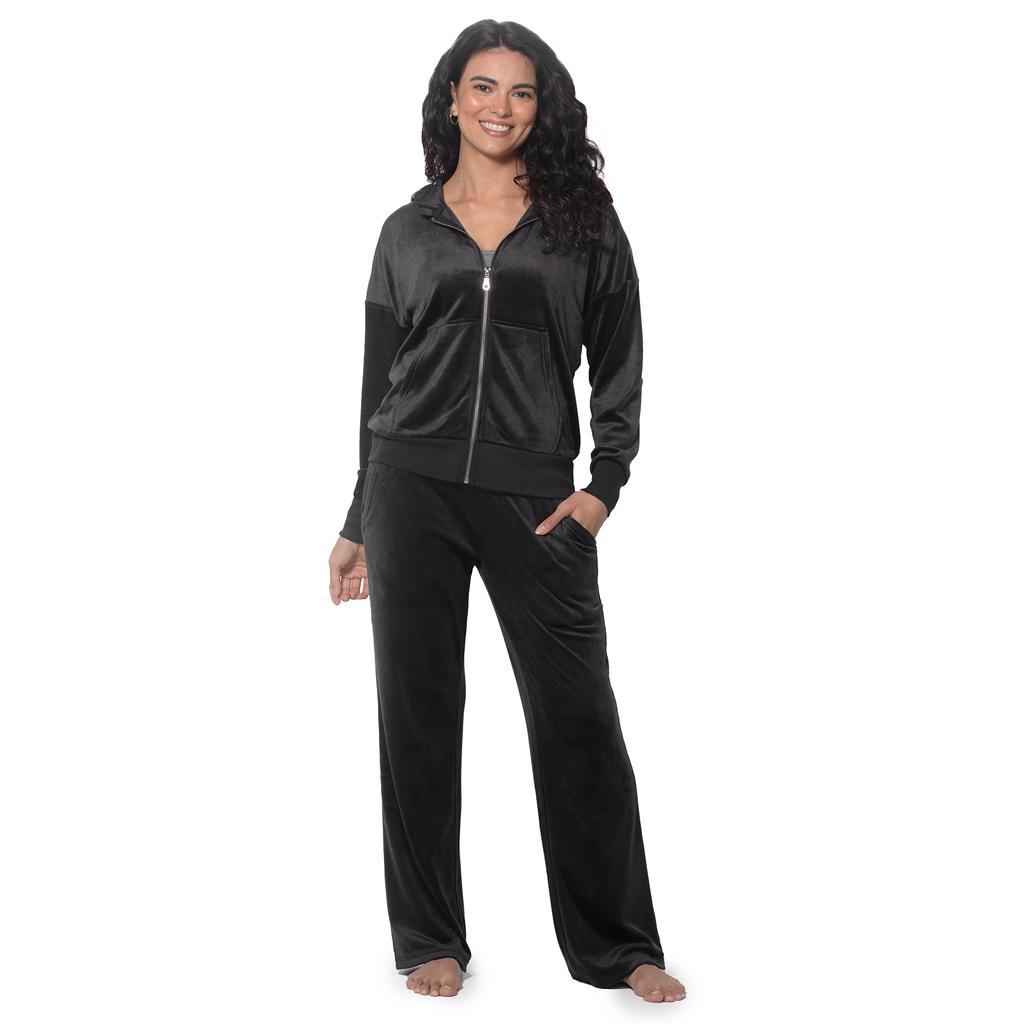 Jezebel Set de Sudadera con Capucha y Pantalón en Terciopelo para Mujer 2 Piezas