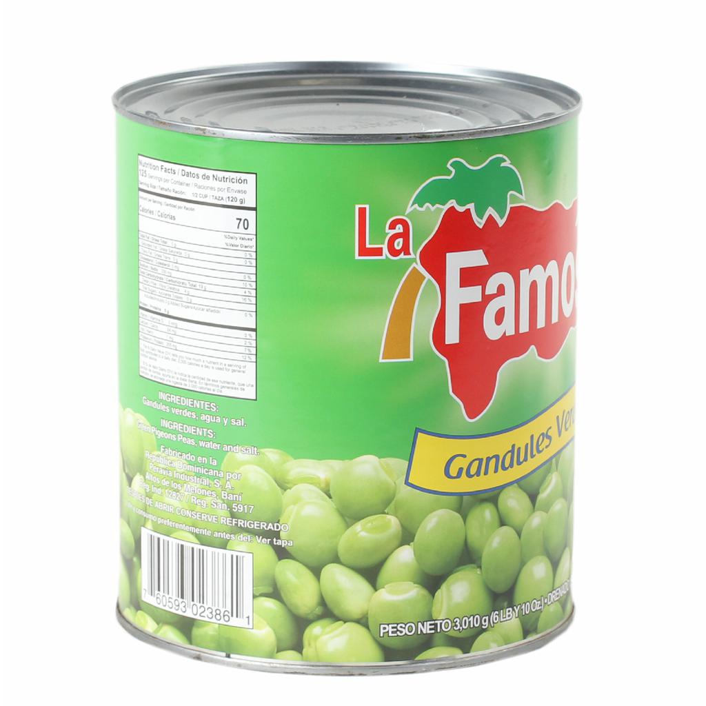 La Famosa Guandules / Gandules Verdes 3 kg / 106 oz