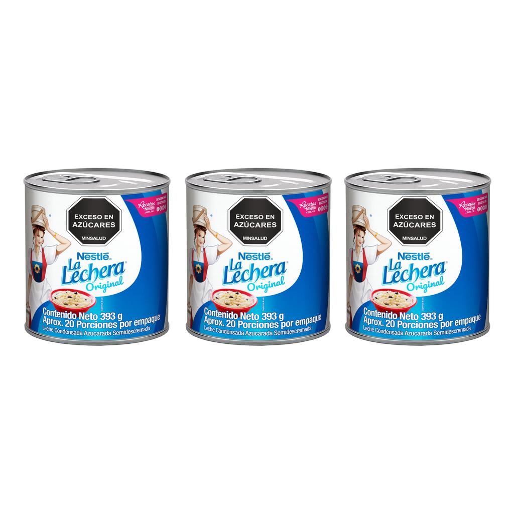 La Lechera Leche Condensada Azucarada Semidescremada 3 Unidades / 393 g