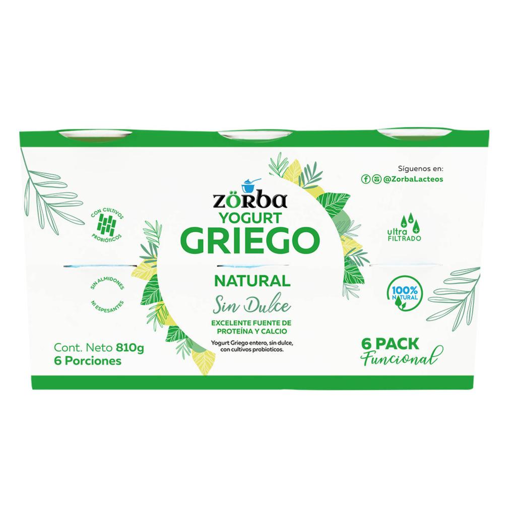 Zorba Yogurt Griego sin Dulce 6 Unidades / 135 g / 4.7 oz