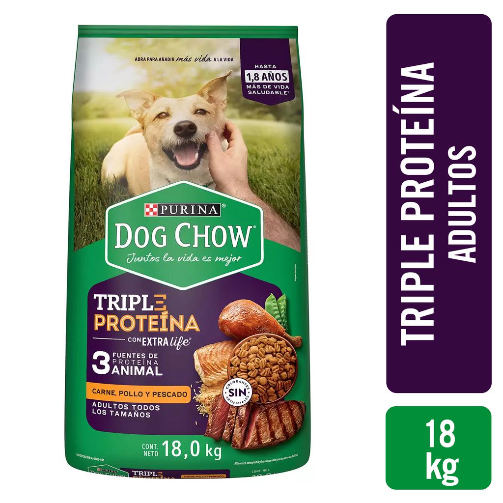 Dog Chow Alimento para Perro Adulto Triple Proteina 18 kg