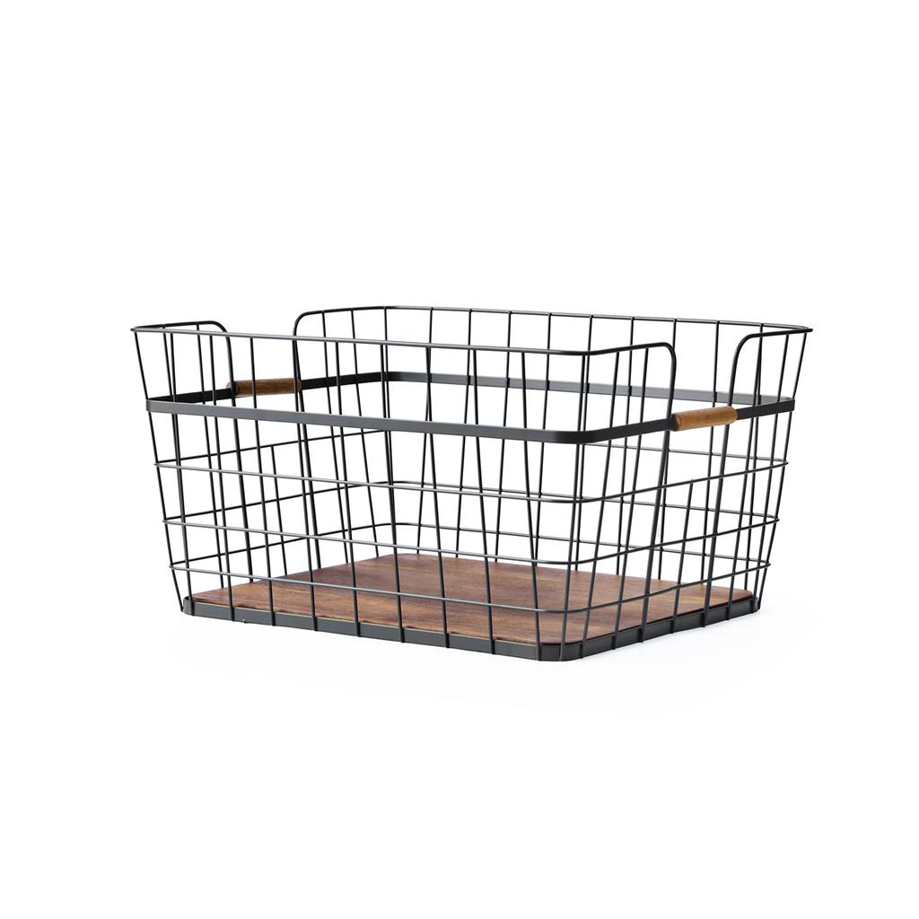 Baum Baxter Wire Basket with MDF Base and Natural Acacia Handle