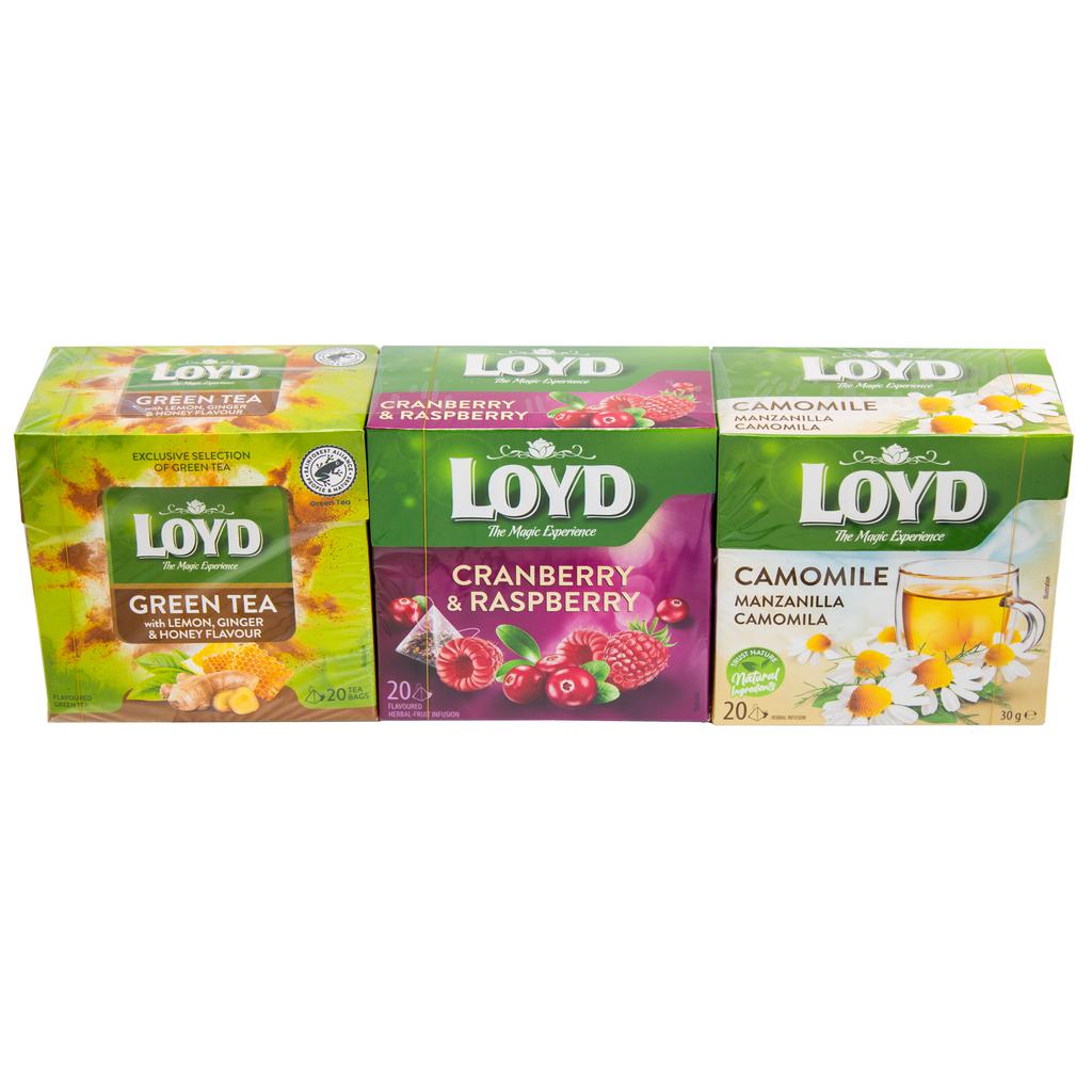 Loyd Assorted Teas with Lemon Ginger, Cranberry & Raspberry, and Chamomile 3 Units / 40 g