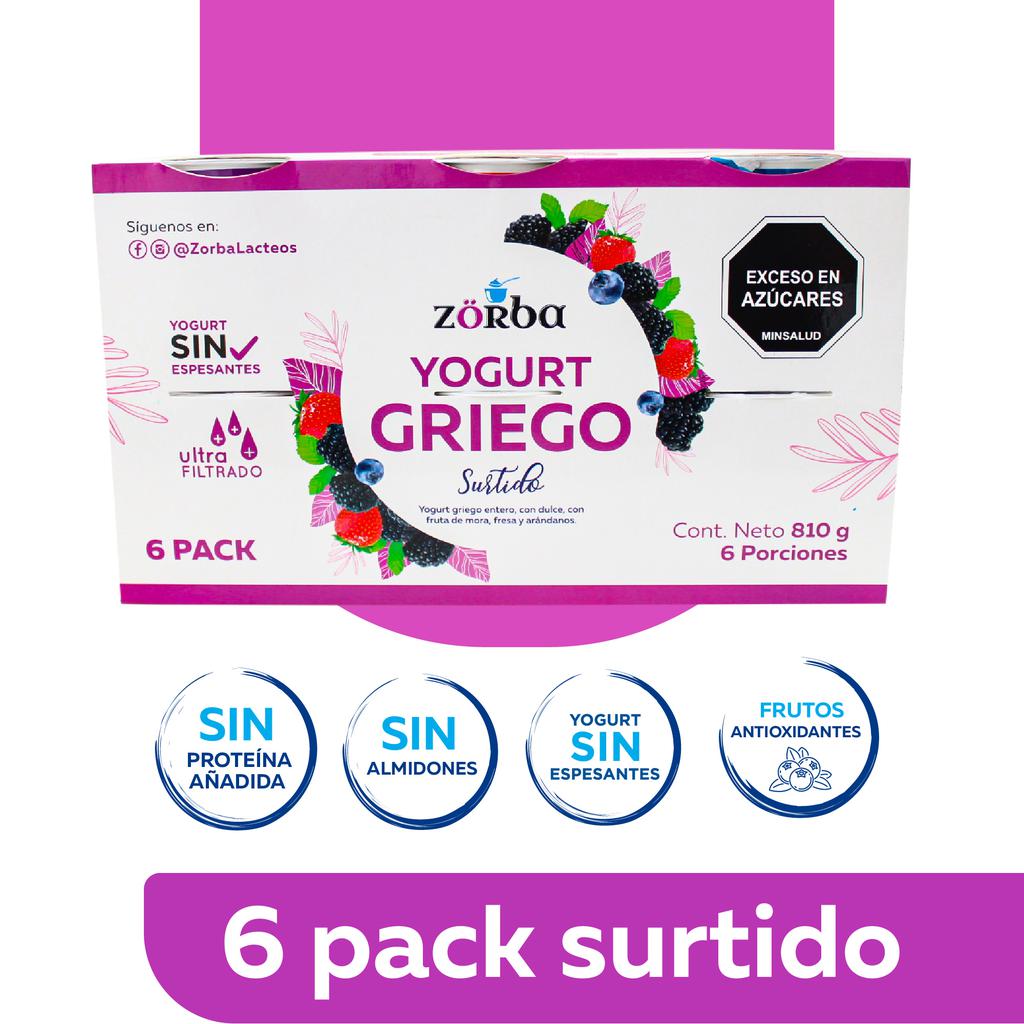 Zorba Yogurt Griego Sabores Surtidos 6 Unidades / 135 g / 4.7 oz