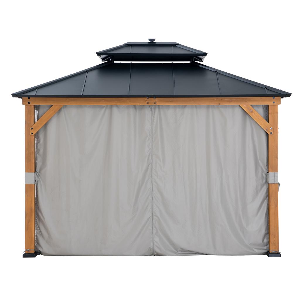 Sunjoy Gazebo with Wood and Steel Frame with Lights 3.04 m x 3.65
