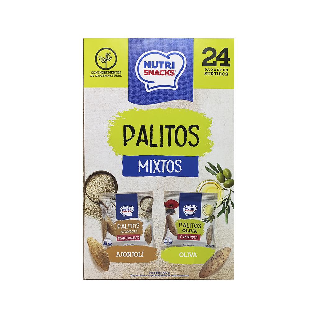 Nutrisnacks Palitos Integrales Mixtos Ajonjolí y Aceite de Oliva 24 Unidades / 30 g