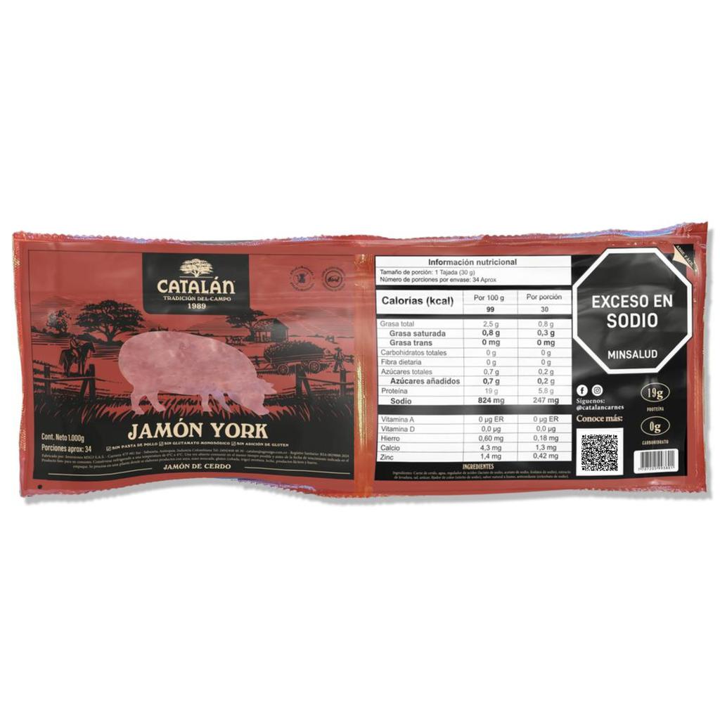 Catalán Jamón York Rebanado 1 kg / 2.2 lb