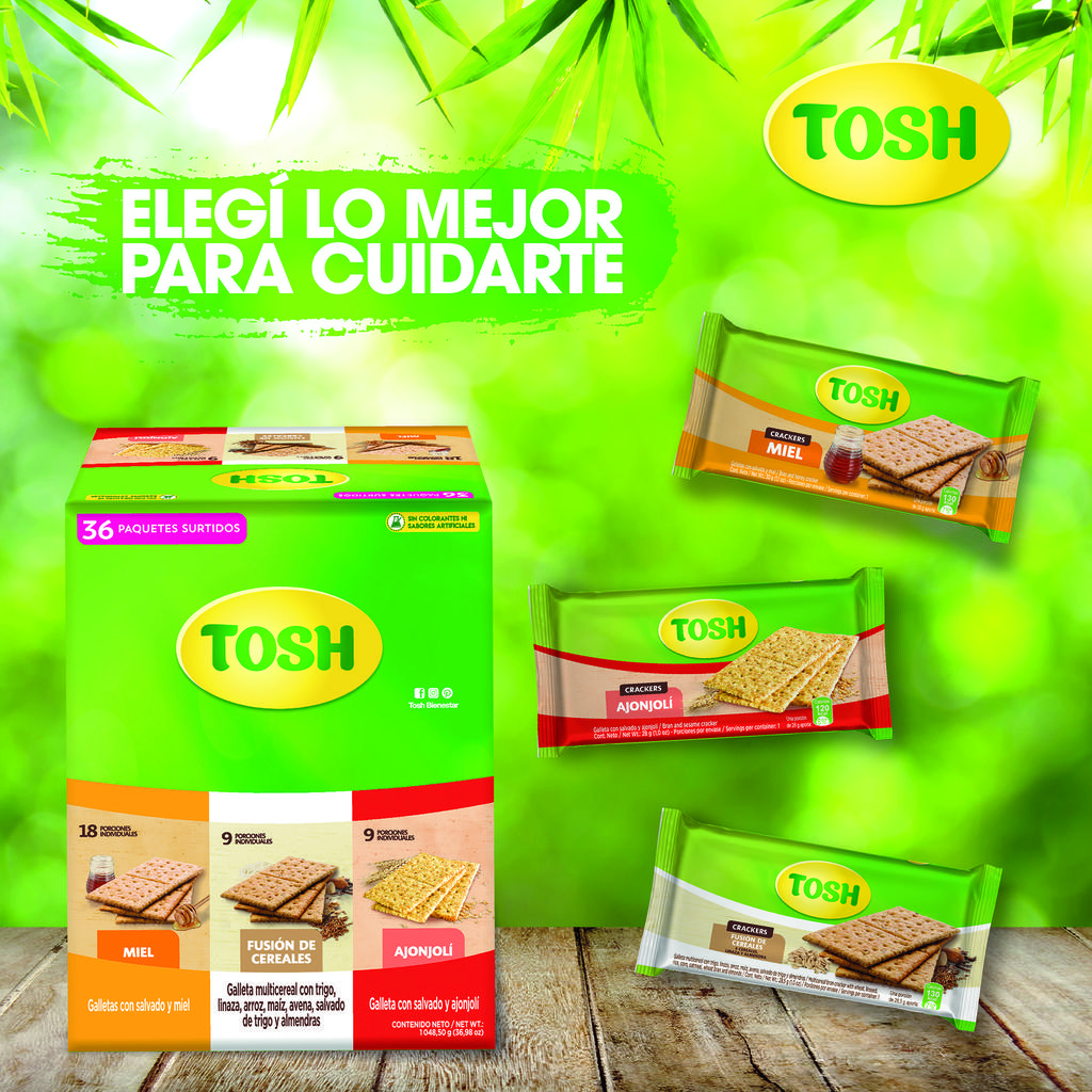 ⭐︎Tosh⭐︎ Tosh Assorted Honey, Cereal Fusion and Sesame Crackers 36 Units