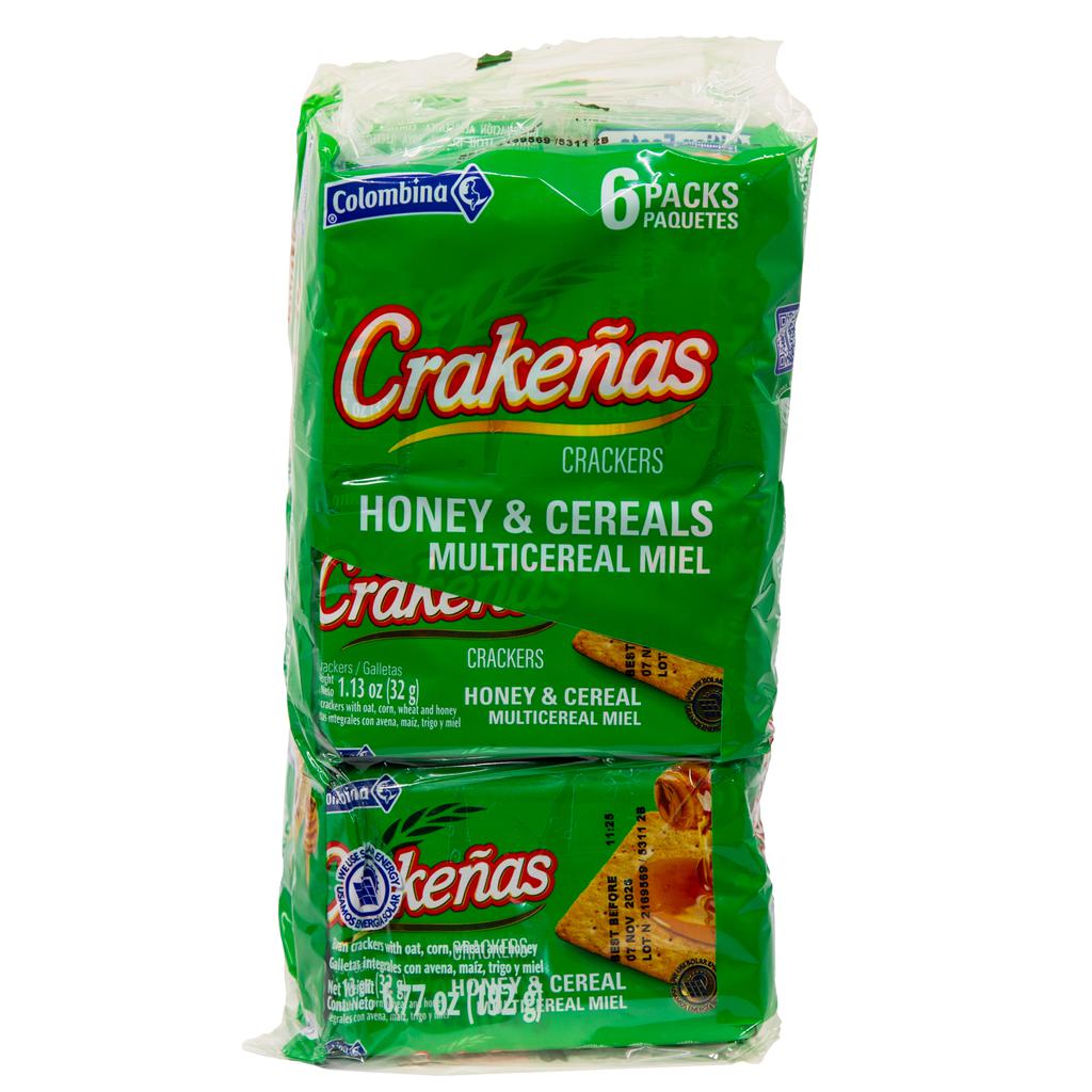 Colombina Crackeñas Multicereal Crackers with Honey, Oats, Corn, and Wheat 3 Units / 192 g