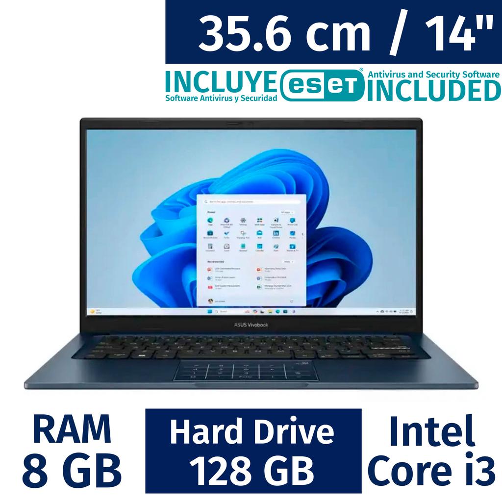 Asus 35.6 cm / 14" Inches Laptop Intel Core i3 8 Gigabytes / 128 Gigabytes X1404VA-I38128 + ESET Antivirus