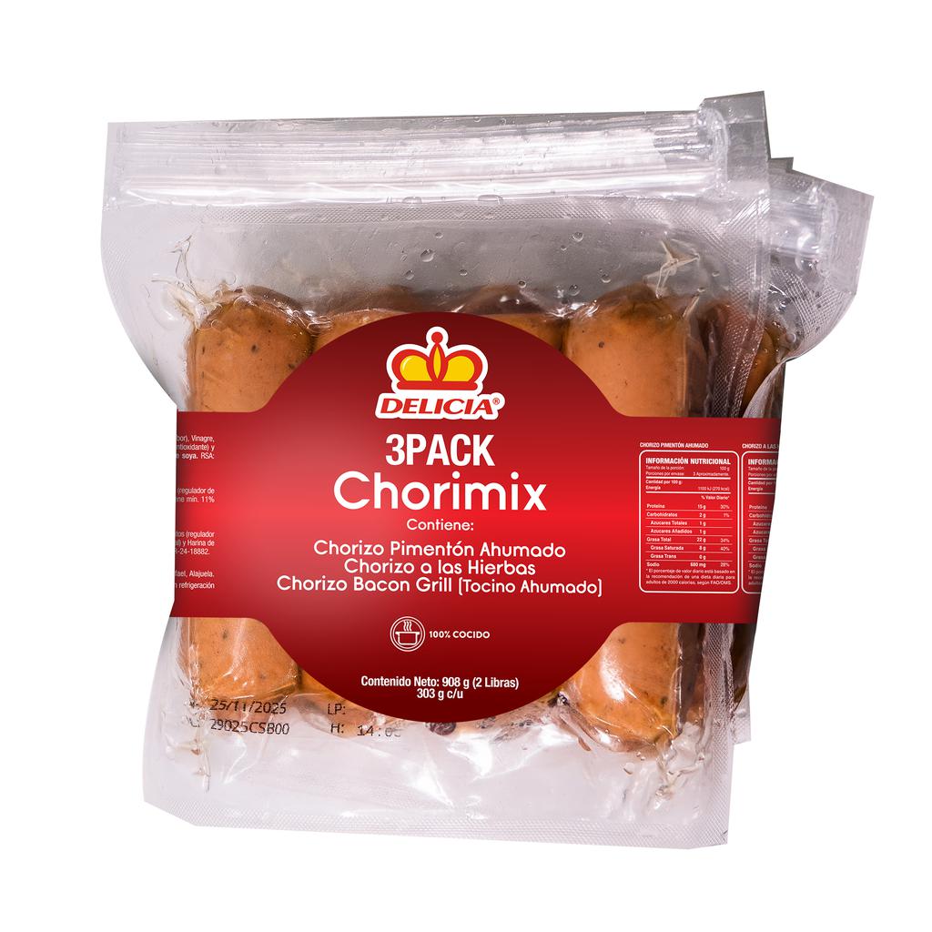 Delicia Chorimix 3 Unidades / 303 g / 10.6 oz Salchichas