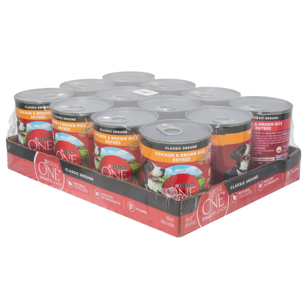Purina Beef or Chicken and Brown Rice Canned Dog Food 12 Units / 368 g