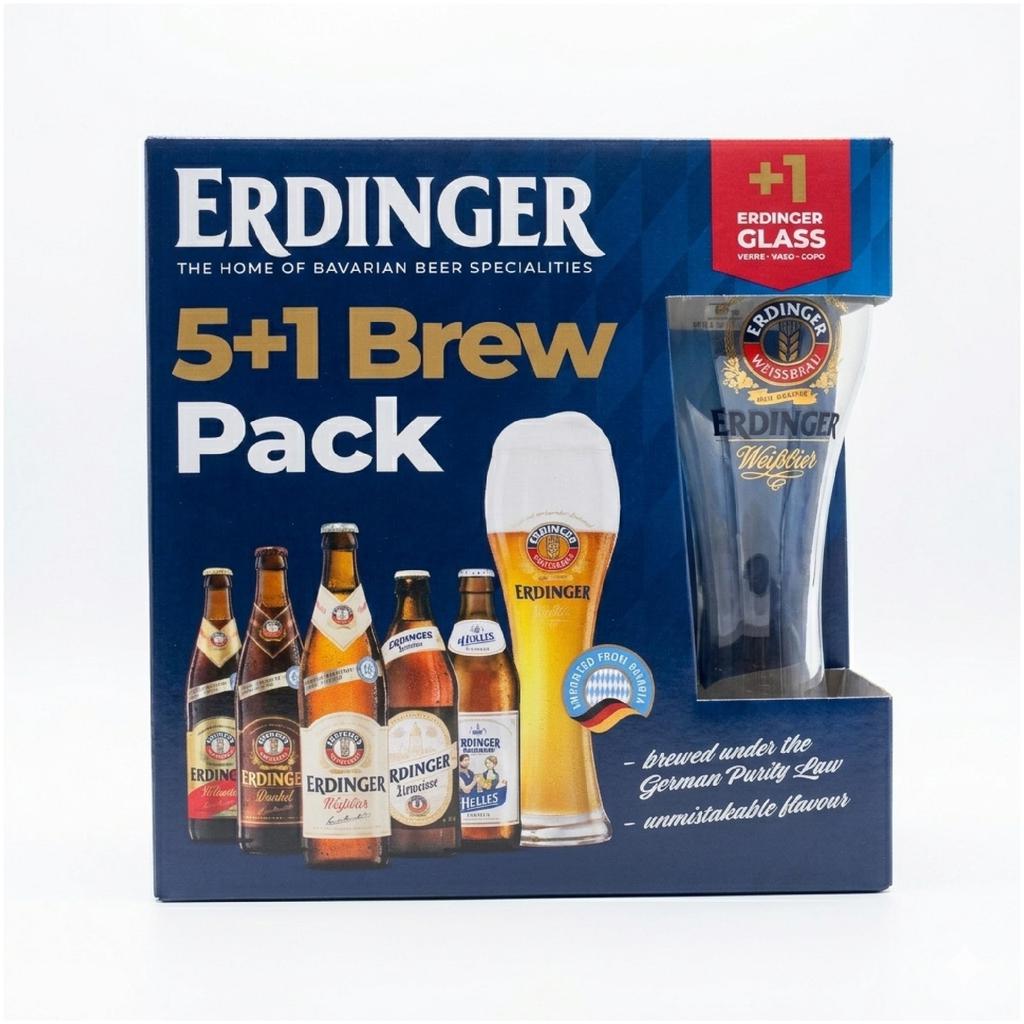 Erdinger Cerveza de Trigo Alemana 5 Unidades / 500 mL + Vaso