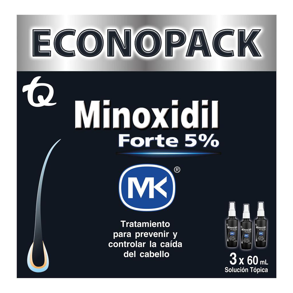 MK Minoxidil Forte 5% Tratamiento de Prevención de Caída de Cabello 3 Unidades / 60 mL / 2 oz