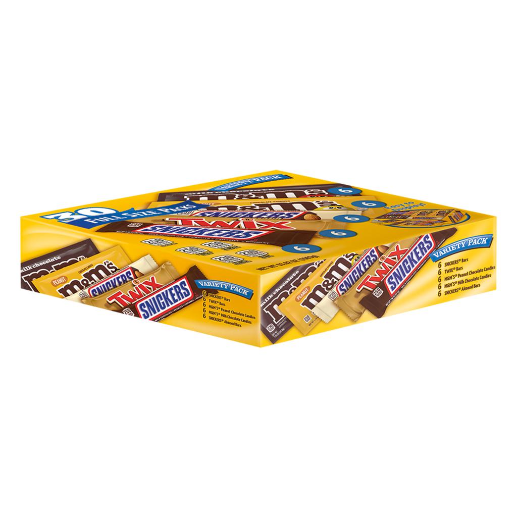 Snickers, Twix, M&M's, Mix de Barras de Chocolate 30 Unidades