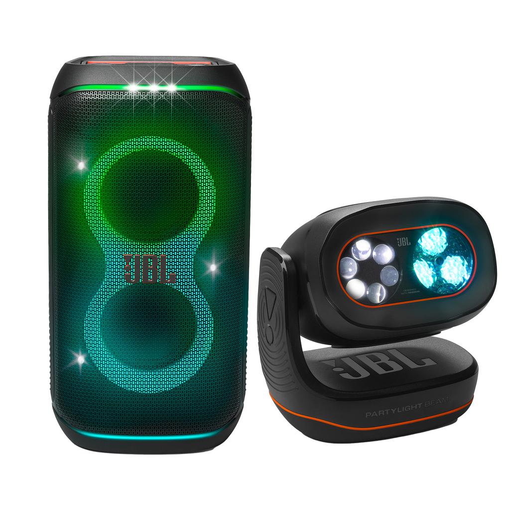 JBL Altavoz Portátil Recargable Partybox 120 y Proyector de Luces Partylight Beam