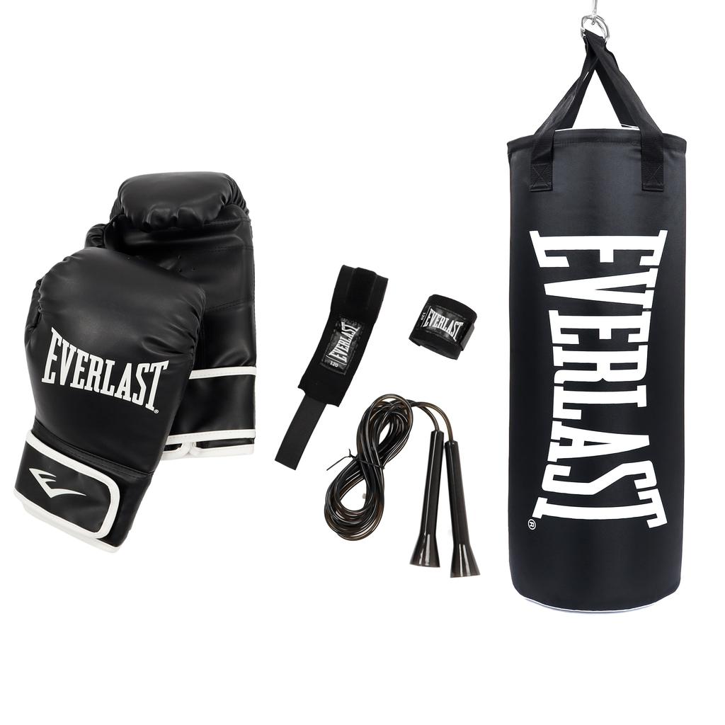 Everlast Kit de Boxeo con Saco + Guantes + Vendas y Soga de Saltar