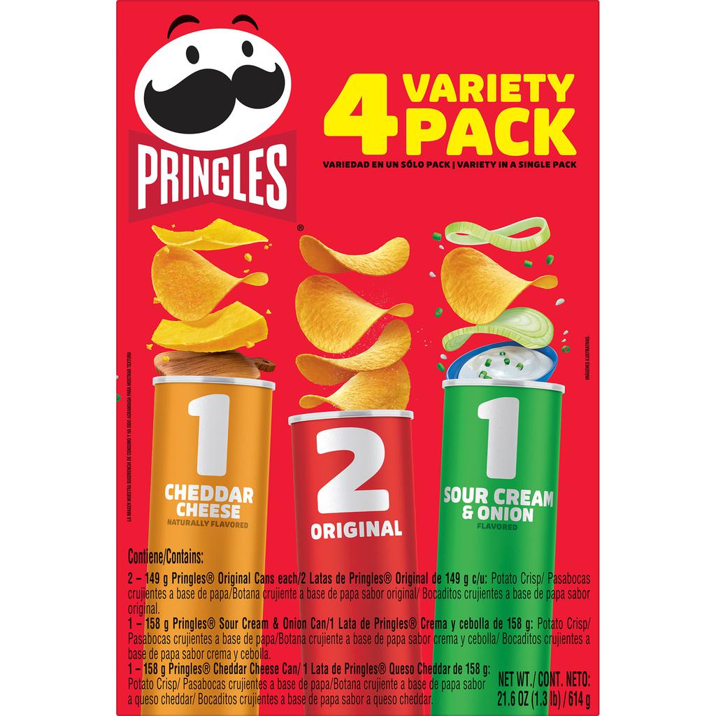 Pringles Original Flavor, Cheese and Sour Cream Chips 4 Units