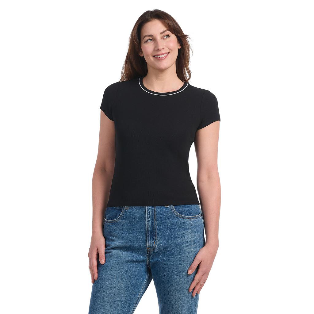 Hilary Radley Blusa Acanalada de Manga Corta para Mujer