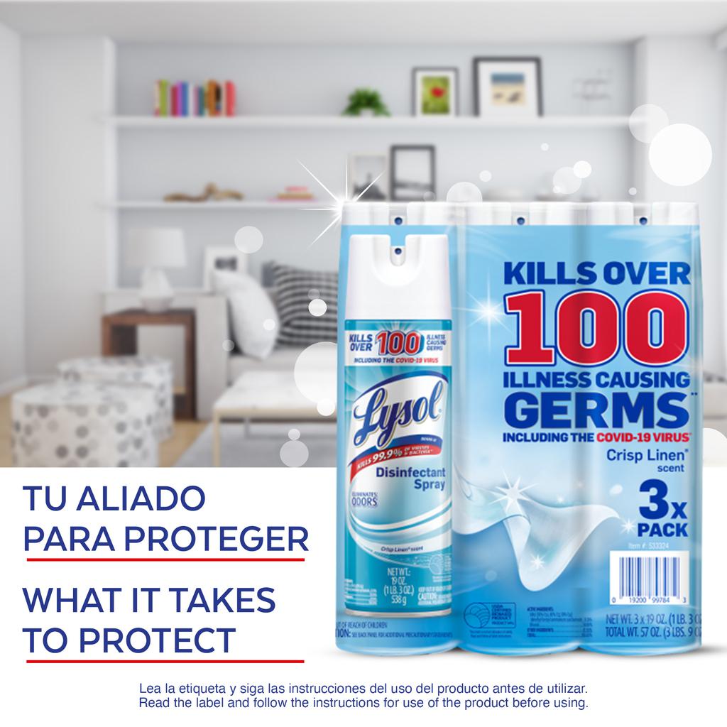 その他 Lurking Assailant SLC CN-009 PR Lysol Aerosol Desinfectante Aroma Crisp Linen 3 Unidades / 562 mL
