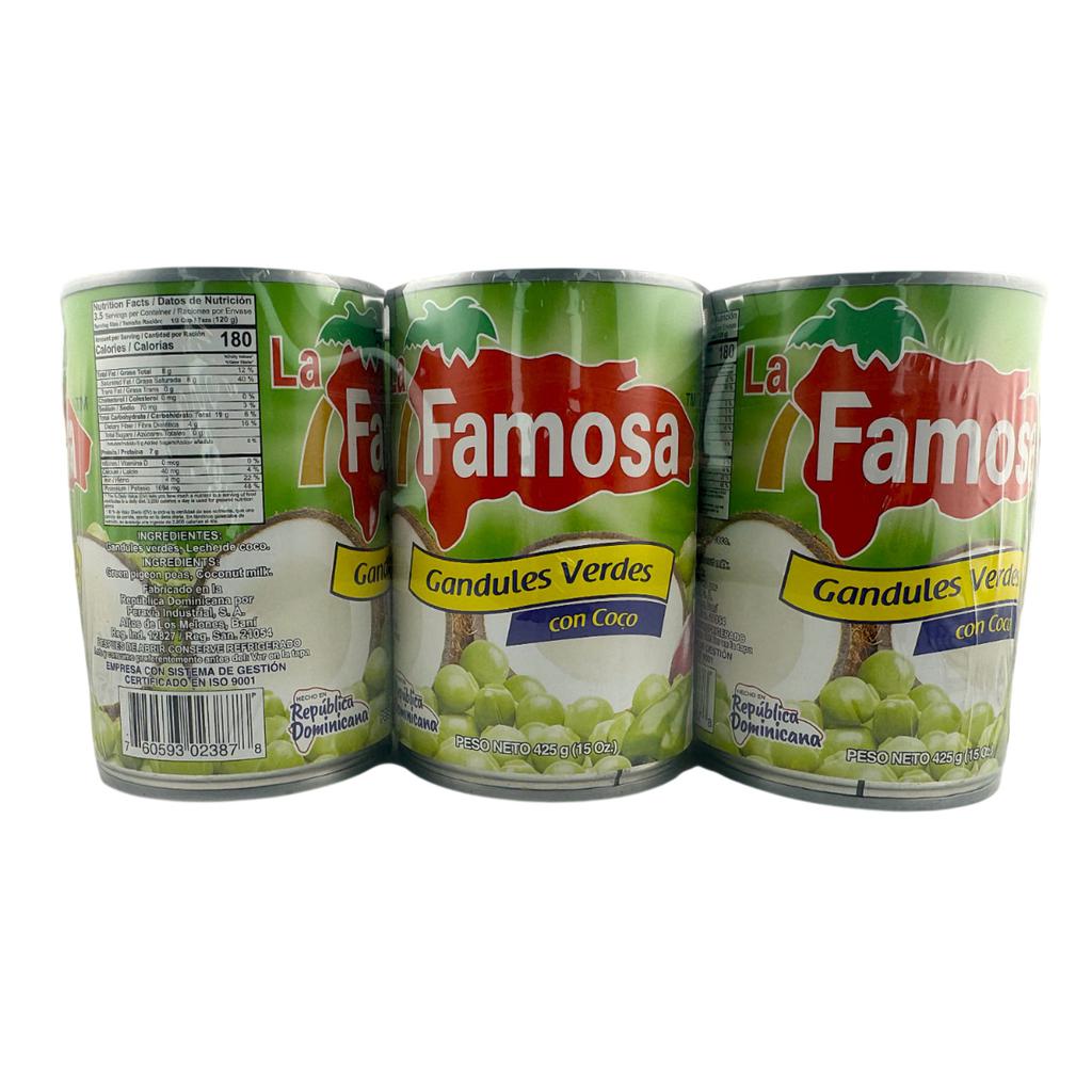 La Famosa Gandules Verdes con Coco 6 Unidades / 425 g