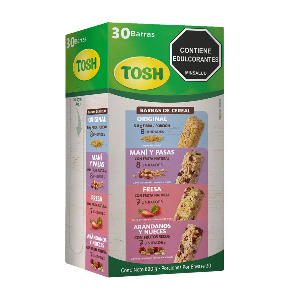 Tosh Assorted Flavor Cereal Bars 30 Units / 23 g Snack Bars