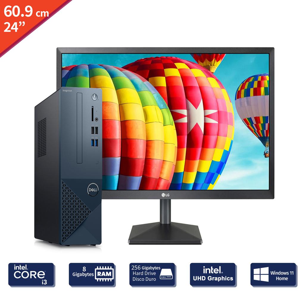 Dell 60.9 cm / 24" Inches Desktop Computer Intel Core i3-13100 with Monitor LG 8 Gigabytes / 256 Gigabytes VVV8D24MK430H
